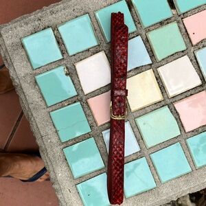 Red thin snake belt small